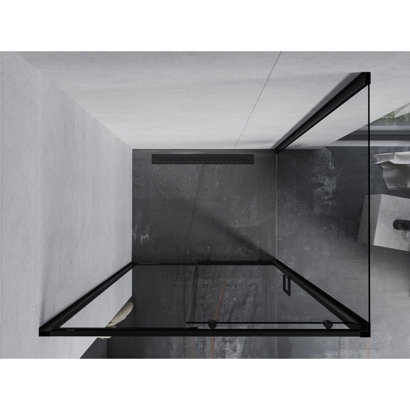 Mexen Apia cabine de duche deslizante 130 x 80 cm, transparente, preta - 840-130-080-70-00