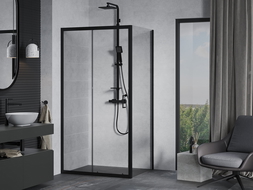 Mexen Apia cabine de douche coulissante 140 x 80 cm, transparente, noire - 840-140-080-70-00
