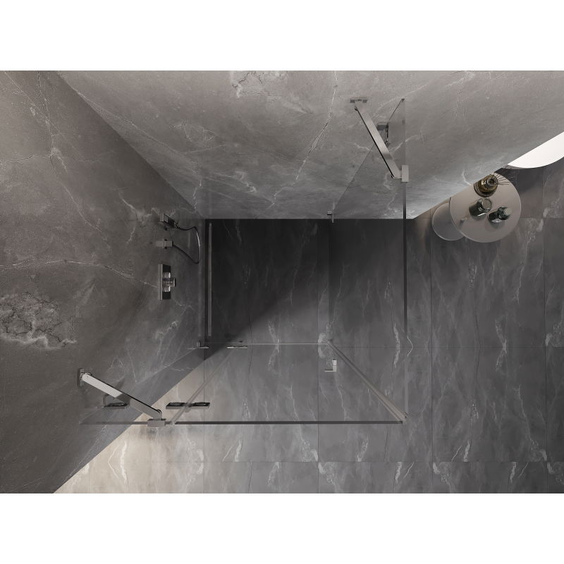 Mexen Lunar cabine de douche pivotante gauche 80 x 80 cm, transparent, chrome - 834-080-080-01-00-L