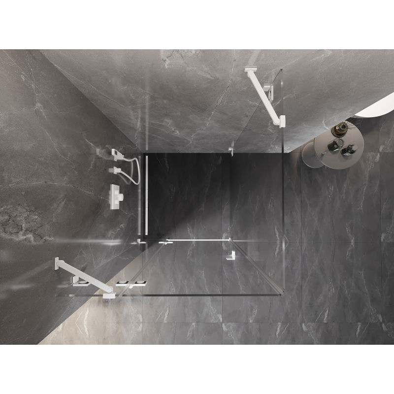 Mexen Lunar kreisā veramā dušas kabīne 70 x 70 cm, caurspīdīga, balta - 834-070-070-20-00-L