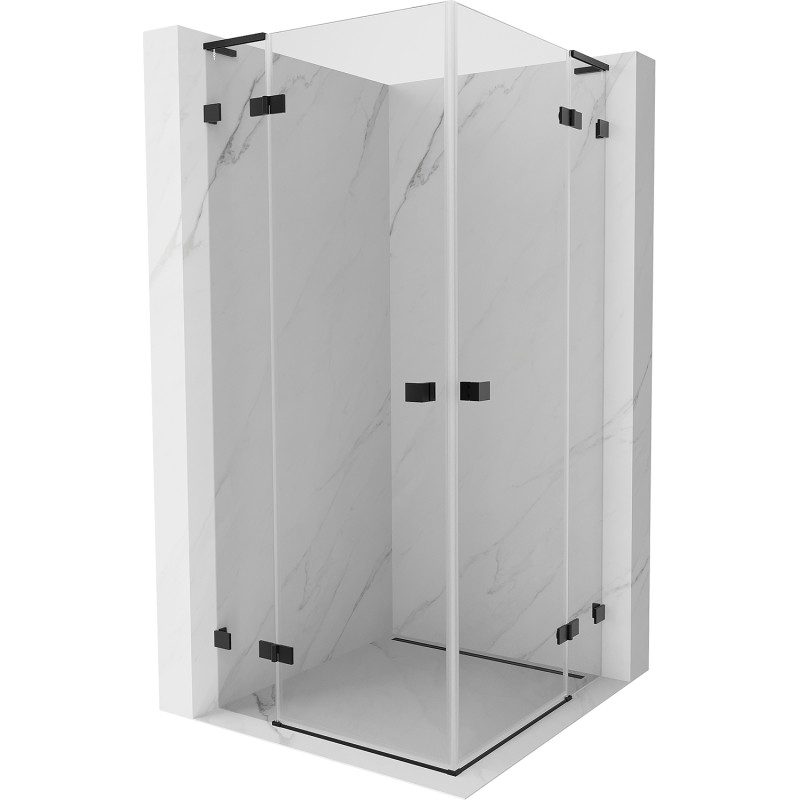 Mexen Lunar L Duo kabina tuš kabina zakretni 75 x 75 cm, prozirna, crna - 834L-075L-075P-70-00