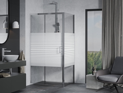Mexen Apia cabine de douche coulissante 105 x 80 cm, bandes blanches, chrome - 840-105-080-01-20