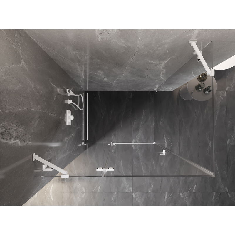 Mexen Lunar Duschabtrennung schwenkbar links 85 x 70 cm, transparent, weiß - 834-085-070-20-00-L