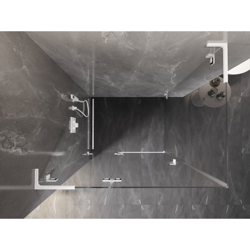 Mexen Lunar L pööratav dušikabiin vasak 85 x 80 cm, läbipaistev, valge - 834L-085-080-20-00-L