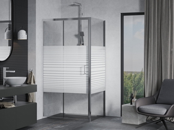 Mexen Apia cabine de douche coulissante 105 x 100 cm, bandes blanches, chrome - 840-105-100-01-20