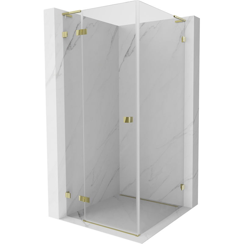 Mexen Lunar L Duschkabine schwenkbar links 80 x 80 cm, transparent, gold - 834L-080-080-50-00-L