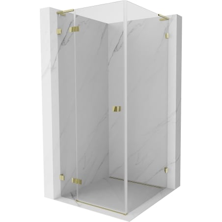 Mexen Lunar L Duschkabine schwenkbar links 80 x 80 cm, transparent, gold - 834L-080-080-50-00-L