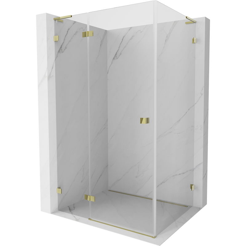 Mexen Lunar L Duschkabine Pendeltür links 85 x 80 cm, transparent, gold - 834L-085-080-50-00-L