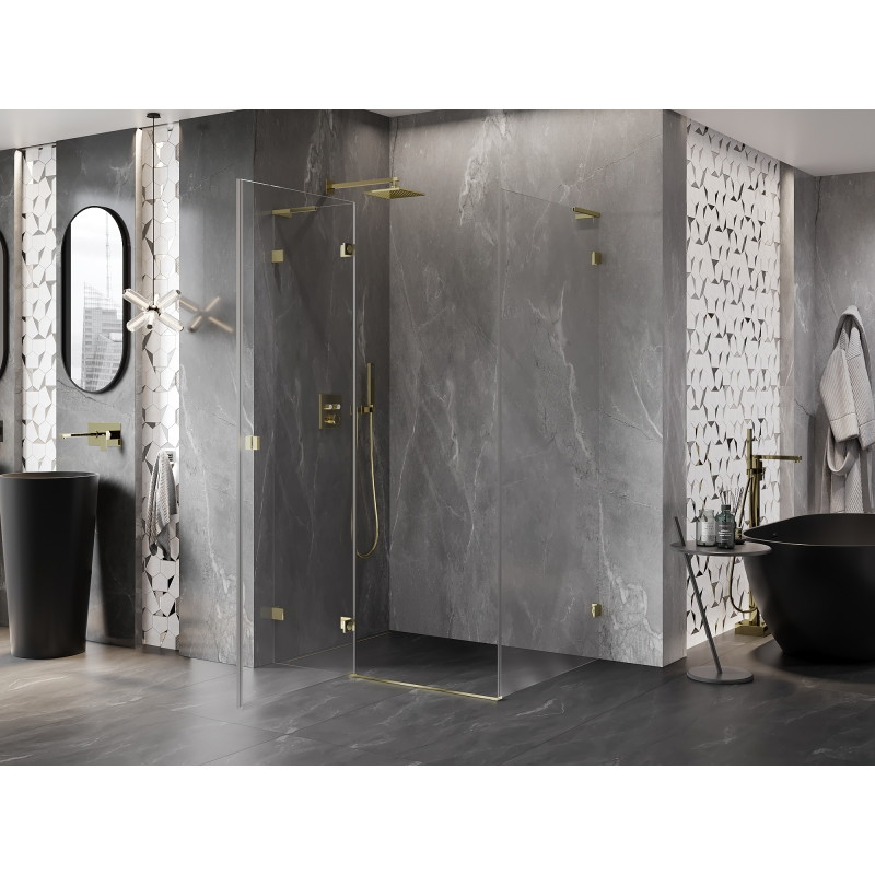 Mexen Lunar L dušikabiin vasakpoolne 100 x 80 cm, läbipaistev, kuldne - 834L-100-080-50-00-L