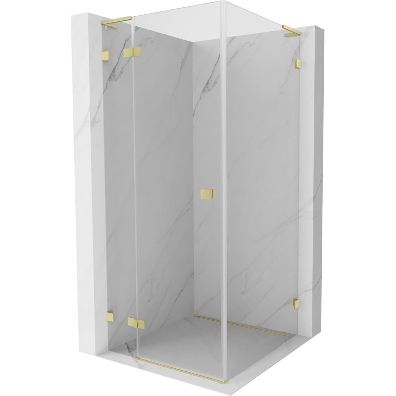 Mexen Lunar L Duschkabine Schwingtür links 70 x 70 cm, transparent, gebürstetes Gold - 834L-070-070-55-00-L