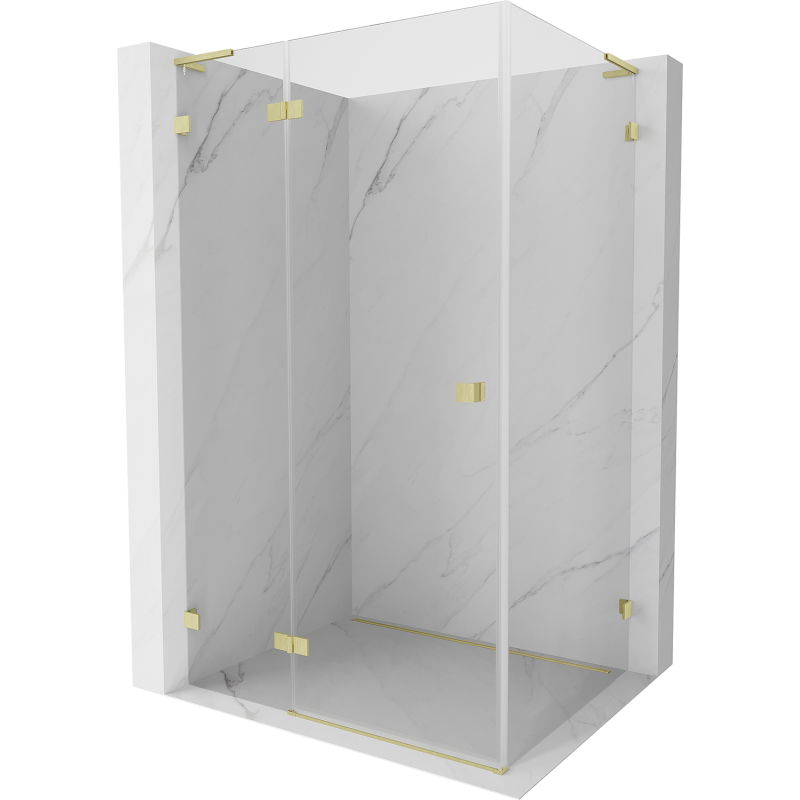 Mexen Lunar L Duschkabine Schwenktür Links 90 x 70 cm, transparent, gebürstetes Gold - 834L-090-070-55-00-L