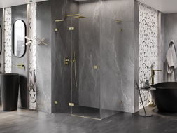 Mexen Lunar L cabina doccia ad anta sinistra 85 x 80 cm, trasparente, oro spazzolato - 834L-085-080-55-00-L