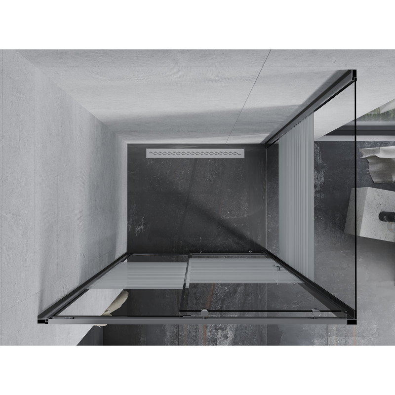 Mexen Apia sliding shower cabin 125 x 70 cm, white stripes, chrome - 840-125-070-01-20