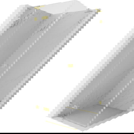 Mexen Lunar L douchecabine naar buiten opendraaiend links 100 x 100 cm, transparant, geborsteld goud - 834L-100-100-55-00-L