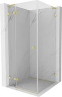 Mexen Lunar L Duschkabine, links öffnend, 100 x 100 cm, transparent, gebürstetes Gold - 834L-100-100-55-00-L