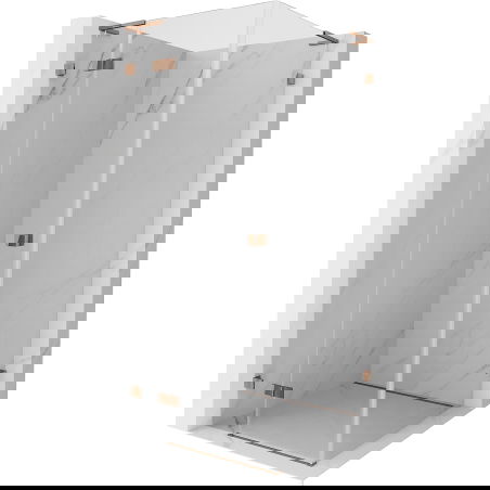 Mexen Lunar L duschkabin med gångjärn vänster 90 x 90 cm, transparent, rosguld - 834L-090-090-60-00-L