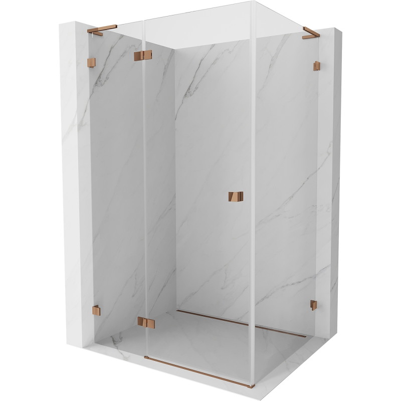 Mexen Lunar L dušinurk, vasak, 95 x 90 cm, läbipaistev, roosa kuld - 834L-095-090-60-00-L