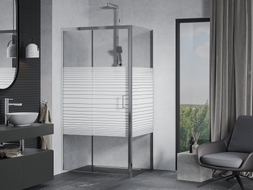 Mexen Apia klizni pretinac za tuširanje 140 x 70 cm, bijele trake, krom - 840-140-070-01-20