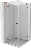 Mexen Lunar L Duschkabine schwenkbar links 100 x 100 cm, transparent, Roségold - 834L-100-100-60-00-L