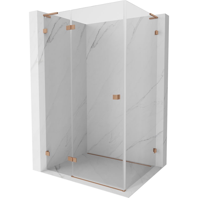 Mexen Lunar L Duschkabine, schwenkbar, links, 90 x 70 cm, transparent, gebürstetes Kupfer - 834L-090-070-65-00-L
