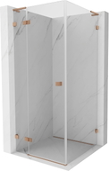 Mexen Lunar L dušinurk, vasakuks 90 x 90 cm, läbipaistev, harjatud vask - 834L-090-090-65-00-L
