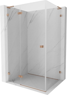 Mexen Lunar L vasakpoolne hingedega dušinurk 100 x 90 cm, läbipaistev, harjatud vask - 834L-100-090-65-00-L