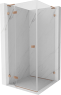 Mexen Lunar L Duschkabine schwenkbar links 100 x 100 cm, transparent, gebürstetes Kupfer - 834L-100-100-65-00-L