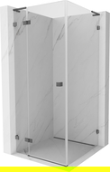 Mexen Lunar L douchecabine opklapbaar links 100 x 100 cm, transparant, geborsteld geweergrijs - 834L-100-100-66-00-L