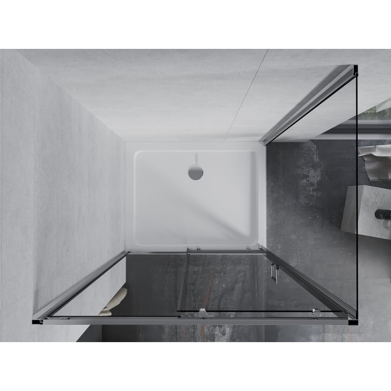 Mexen Apia kabina prysznicowa rozsuwana 120 x 80 cm, transparent, chrom + brodzik Flat - 840-120-080-01-00-4010