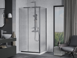 Mexen Apia kabina prysznicowa rozsuwana 120 x 90 cm, transparent, chrom + brodzik Flat - 840-120-090-01-00-4010