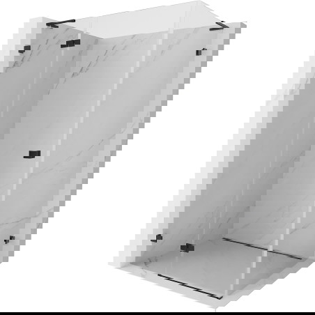 Mexen Lunar L kihalna tuš kabina leva 90 x 80 cm, prozorna, črna - 834L-090-080-70-00-L