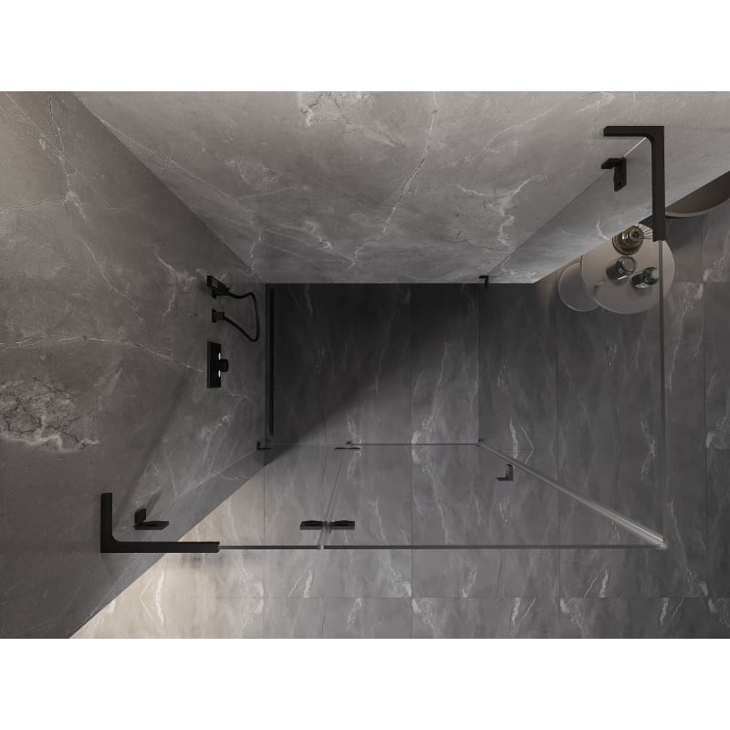 Mexen Lunar L kabina prysznicowa uchylna lewa 95 x 80 cm, transparent, czarna - 834L-095-080-70-00-L