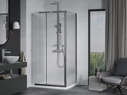 Mexen Apia drsna pršna kabina 130 x 100 cm, prozorna, krom + plitev Flat - 840-130-100-01-00-4010