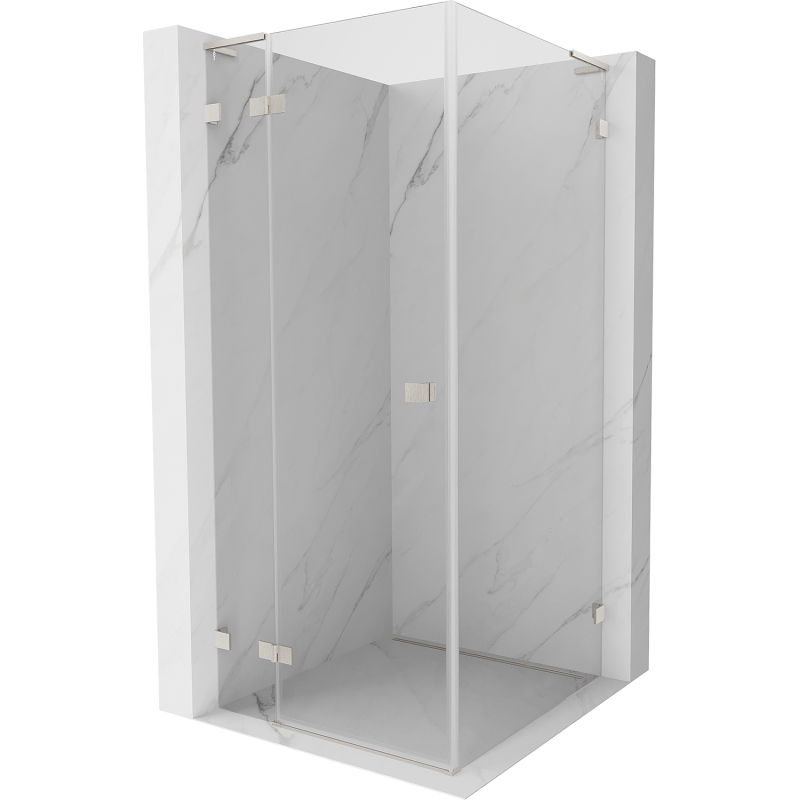 Mexen Lunar L douchecabine scharnierend links 70 x 70 cm, transparant, geborsteld nikkel - 834L-070-070-97-00-L