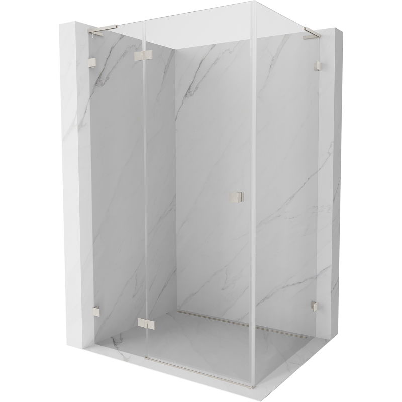 Mexen Lunar L Duschkabine schwenkbar links 100 x 70 cm, transparent, gebürstetes Nickel - 834L-100-070-97-00-L