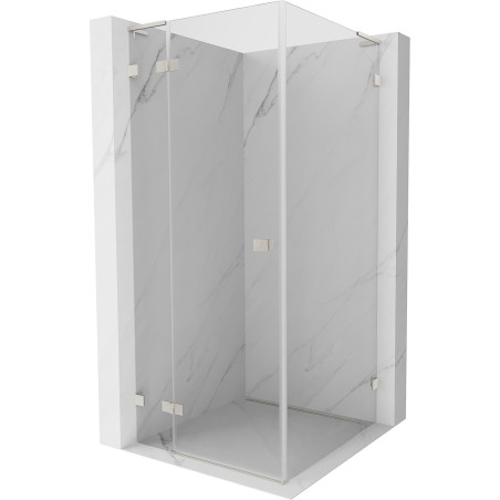 Mexen Lunar L dušikabiini pöörduksega vasak 90 x 90 cm, läbipaistev, harjatud nikkel - 834L-090-090-97-00-L