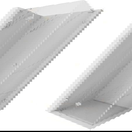 Mexen Lunar L leva pregibna tuš kabina 95 x 90 cm, prozorna, brušeni nikel - 834L-095-090-97-00-L