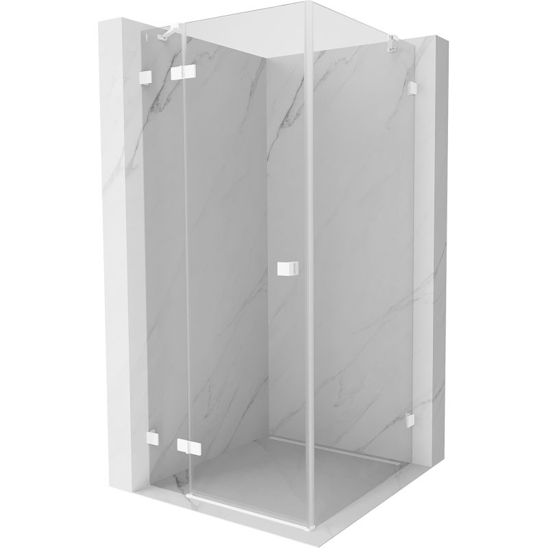 Mexen Lunar left hinged shower enclosure 80 x 80 cm, transparent, white - 834-080-080-20-00-L