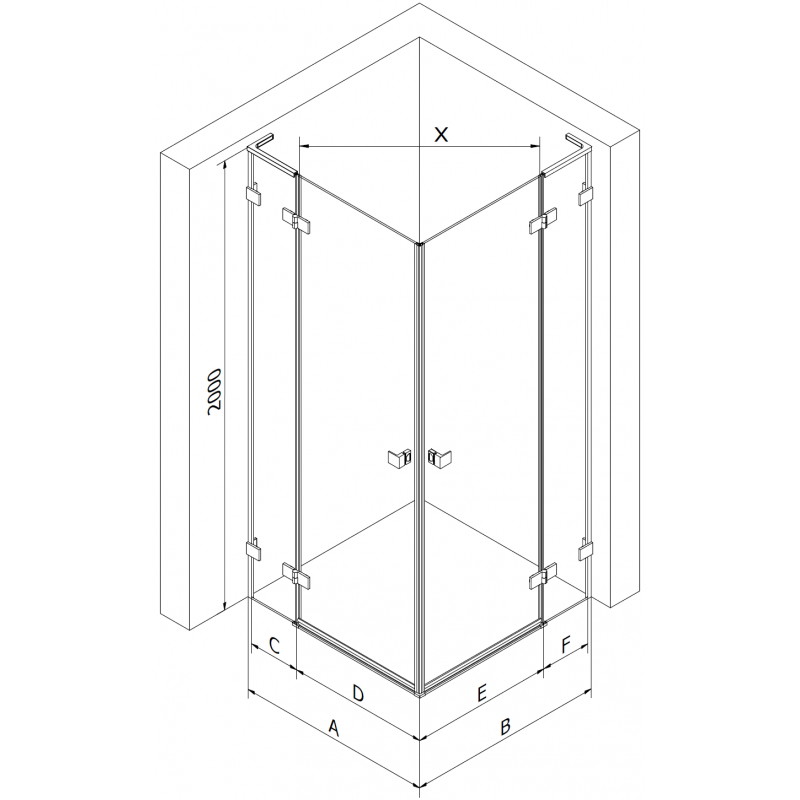 Mexen Lunar L Duo levo odpirna tuš kabina 115 x 100 cm, prozorna, črna - 834L-115L-100P-70-00