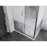 Mexen Apia cabine de douche coulissante 110 x 80 cm, bandes blanches, chrome + receveur plat - 840-110-080-01-20-4010