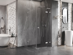 Mexen Lunar L cabina de ducha abatible derecha 80 x 80 cm, transparente, cromo - 834L-080-080-01-00-P