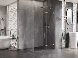 Mexen Lunar L cabina de ducha abatible derecha 85 x 80 cm, transparente, cromo - 834L-085-080-01-00-P