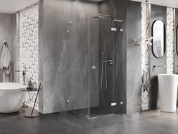 Mexen Lunar L Duschkabine schwenkbar rechts 90 x 90 cm, transparent, Chrom - 834L-090-090-01-00-P