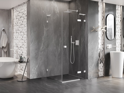 Mexen Lunar L Duschkabine schwenkbar rechts 80 x 80 cm, transparent, weiß - 834L-080-080-20-00-P