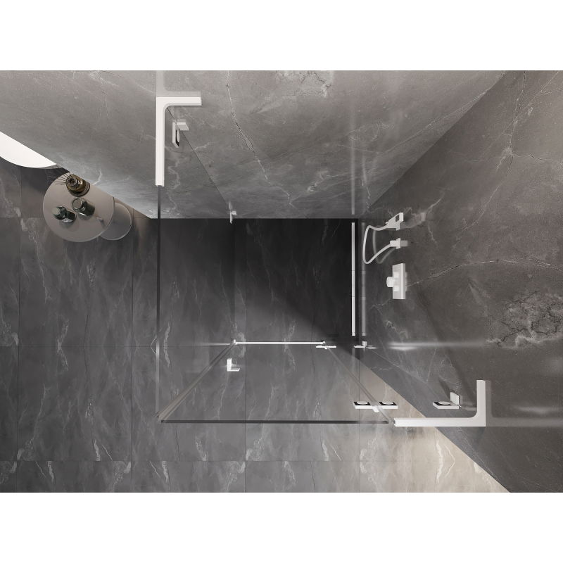 Mexen Lunar L right-sided pivot shower cabin 80 x 80 cm, transparent, white - 834L-080-080-20-00-P