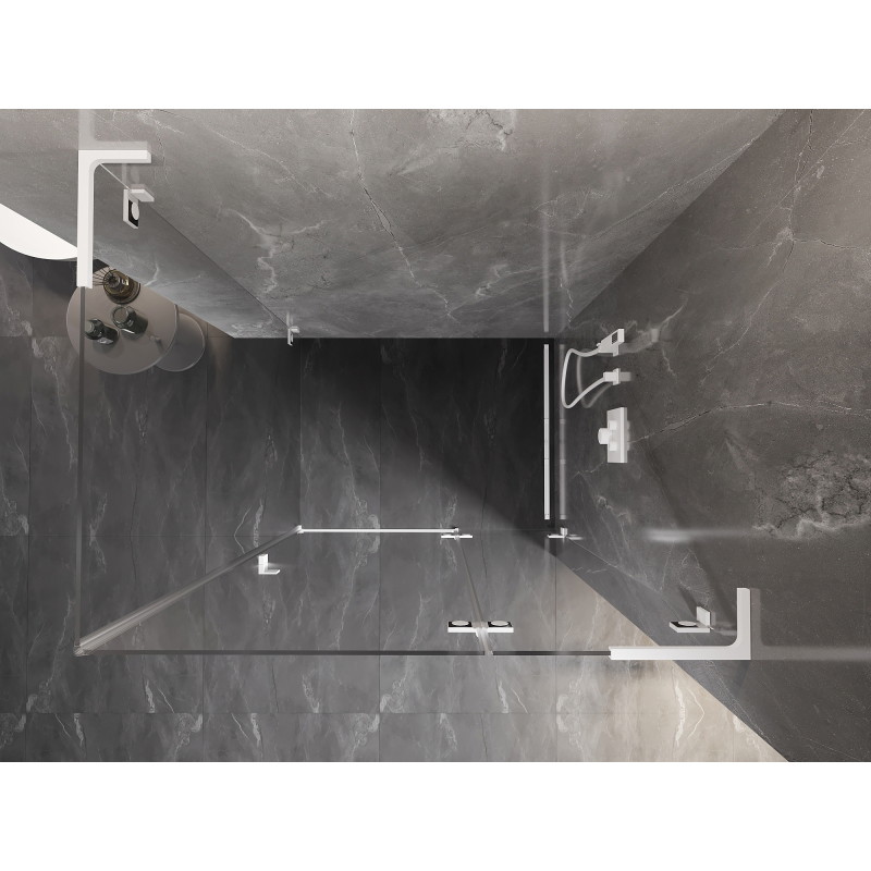 Mexen Lunar L parema hingega dušinurk 90 x 80 cm, läbipaistev, valge - 834L-090-080-20-00-P