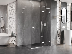 Mexen Lunar L cabine de douche pivotante droite 100 x 80 cm, transparent, blanc - 834L-100-080-20-00-P