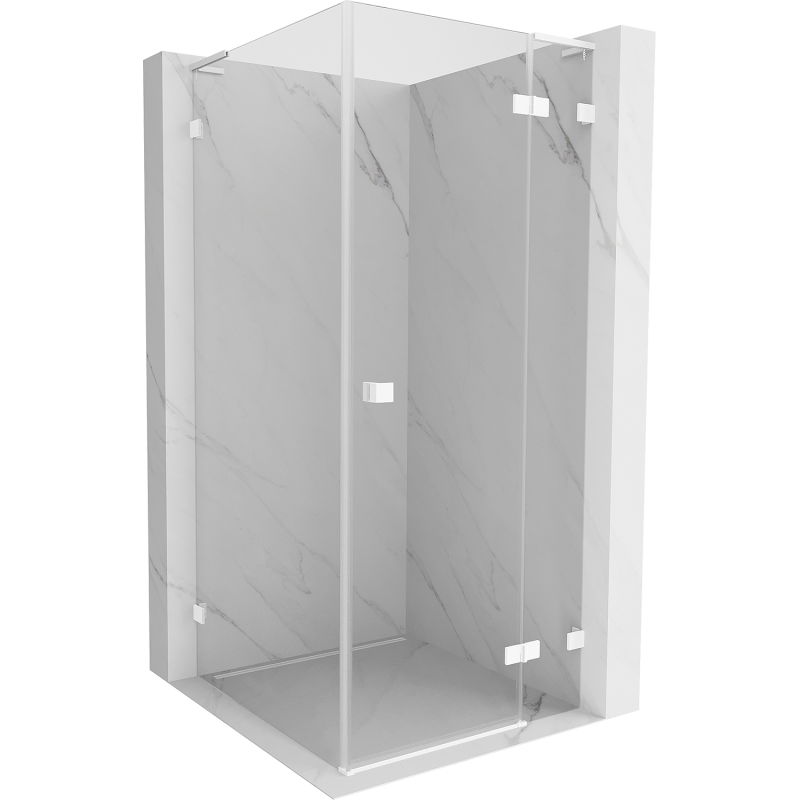 Mexen Lunar L cabine de douche battante droite 90 x 90 cm, transparent, blanc - 834L-090-090-20-00-P
