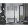 Mexen Apia Duschkabine, 130 x 90 cm, weiße Streifen, Chrom + Flat-Duschwanne - 840-130-090-01-20-4010