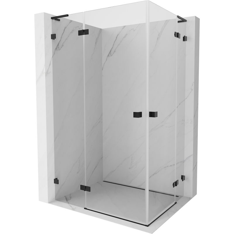 Mexen Lunar L Duo Duschkabine, schwenkbar 120 x 115 cm, transparent, schwarz - 834L-120L-115P-70-00